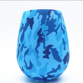 Silicone Wineglass: Blue Camo