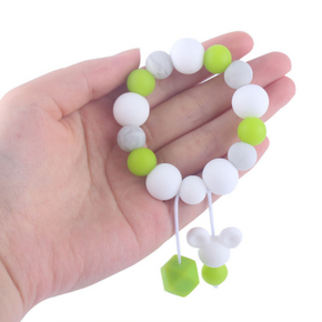 Silicone Bead Teething Ring with Dangles (various colours)