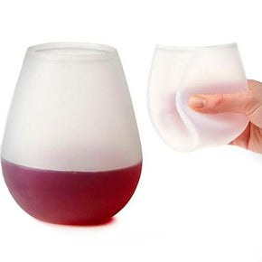 Silicone Wine Glass Set: White x 3
