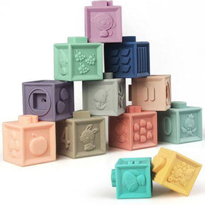 Silicone Soft Educational Blocks - Set of 12